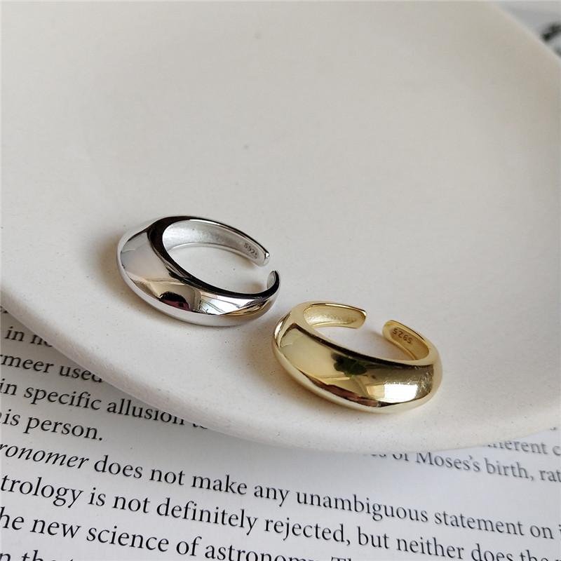 New Fashion Statement Rings For Women 100% 925 Sterling Silver Indented Concave and convex cambered Open Ring