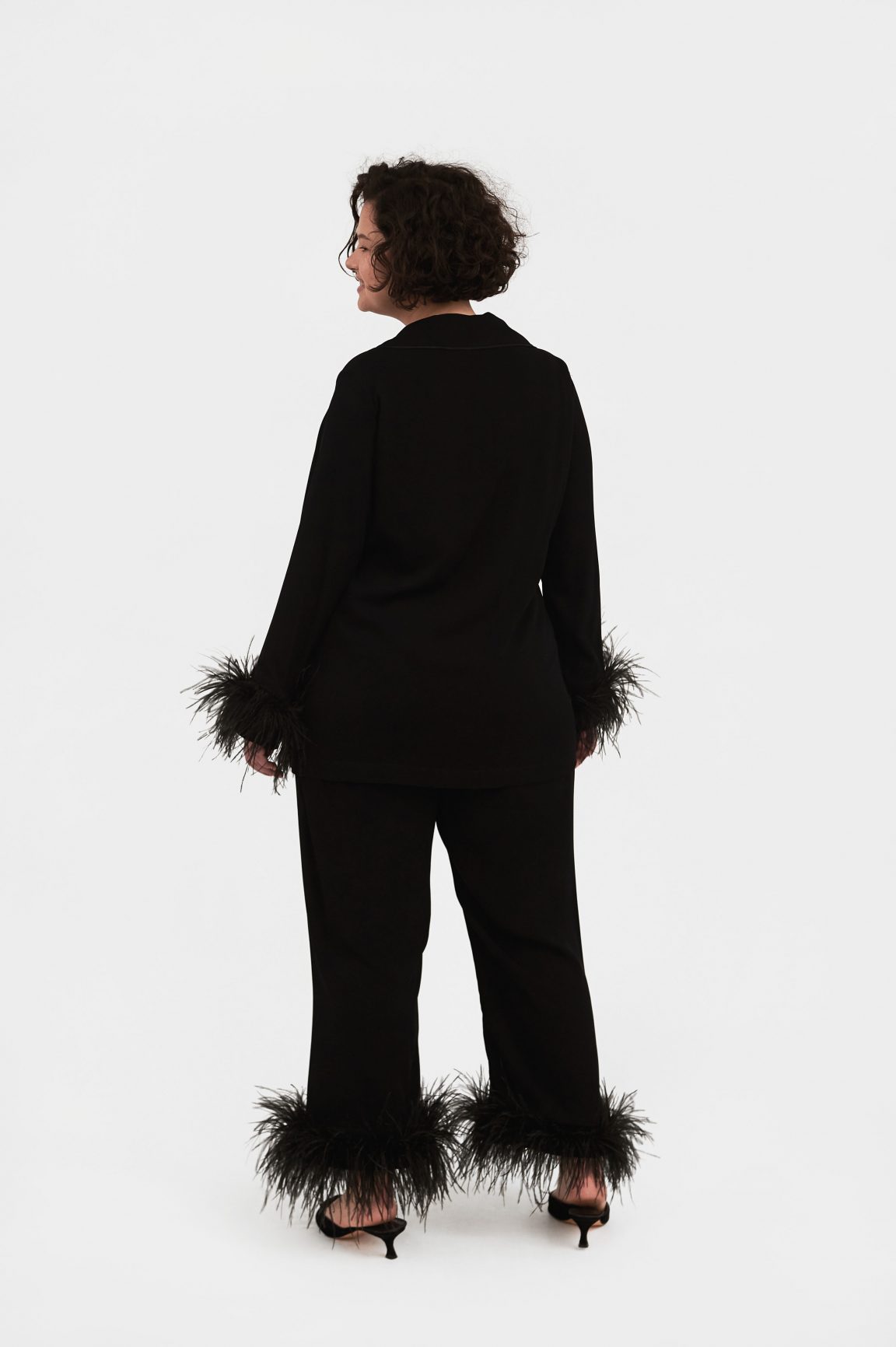 Women Winter Sexy Black Faux Fur Lady Sleepwear Women Bathrobe Sheer Nightgown Two Pieces Robe Prom Bridesmaid Shawel