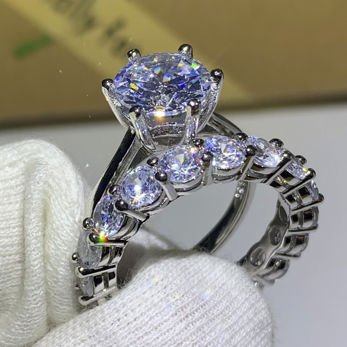 Choucong Victoria Wieck New 2019 Luxury Jewelry 925 Sterling Silver Round Cut White Topaz CZ Diamond Women Bridal Ring Set For Lovers' Gift