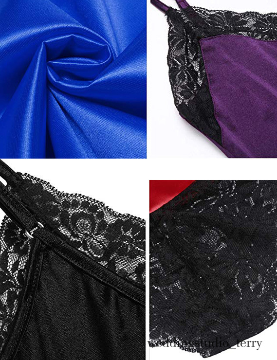 Women Sex Satin Lingerie Bodysuit DeepV Stretch Silky Teddy One Piece Lace Babydoll Short Jumpsuit Pajamas Bridal Romper Sexy Nig5041095