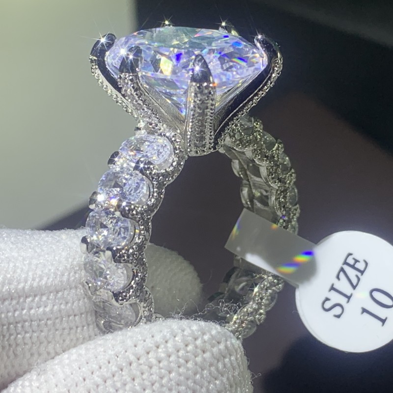 Unique Top Sell Vintage Jewelry Couple Rings 925 Sterling Silver Dragon Claw Oval Cut White Topaz CZ Diamond Women Wedding Bridal Ring Set