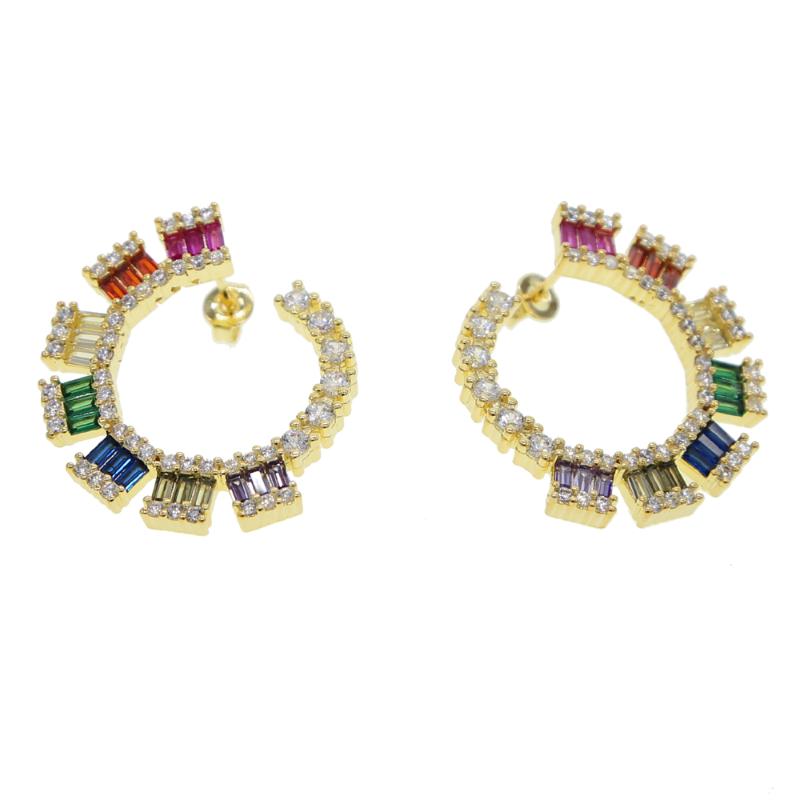 Hoop & Huggie Gold Silver Color Earring Rainbow Square CZ Stone Pave Round Stud For Women Crystal Wedding Party Jewelry
Hoop & Huggie Gold Silver Color Earring Rainbow Square CZ Stone Pave Round Stud For Women Crystal Wedding Party Jewelry