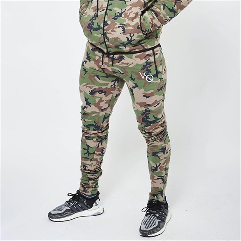 Men's cargo camoflage pant Fitness muscle Running jogging sweatpants Drawstring foot side pocket trousers trainging sportwear