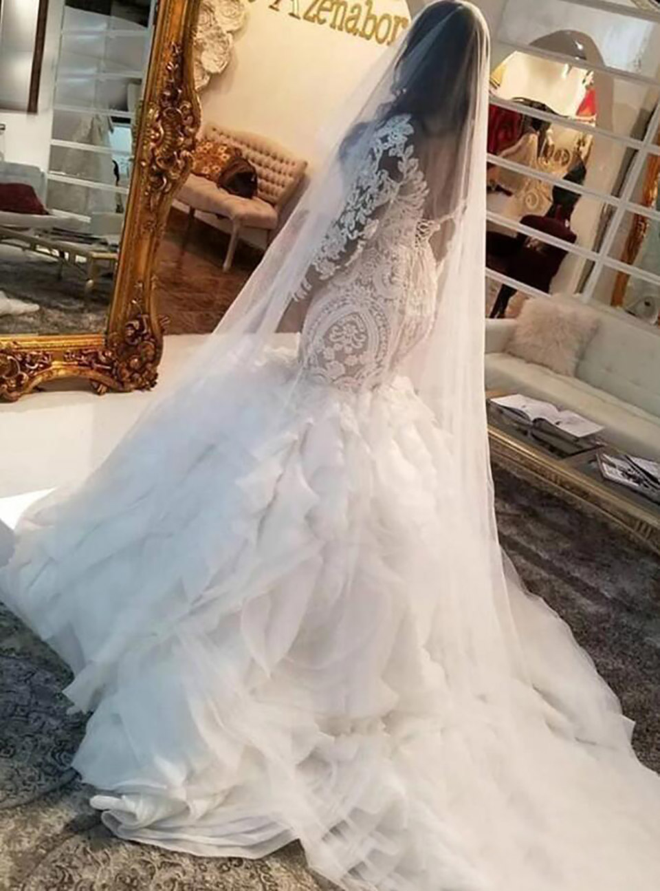 New Mermaid Lace Wedding Dresses African Dubai Long Plus Size Bridal Gowns Illusion Long Sleeves Court Train Wedding Wear vestidos de