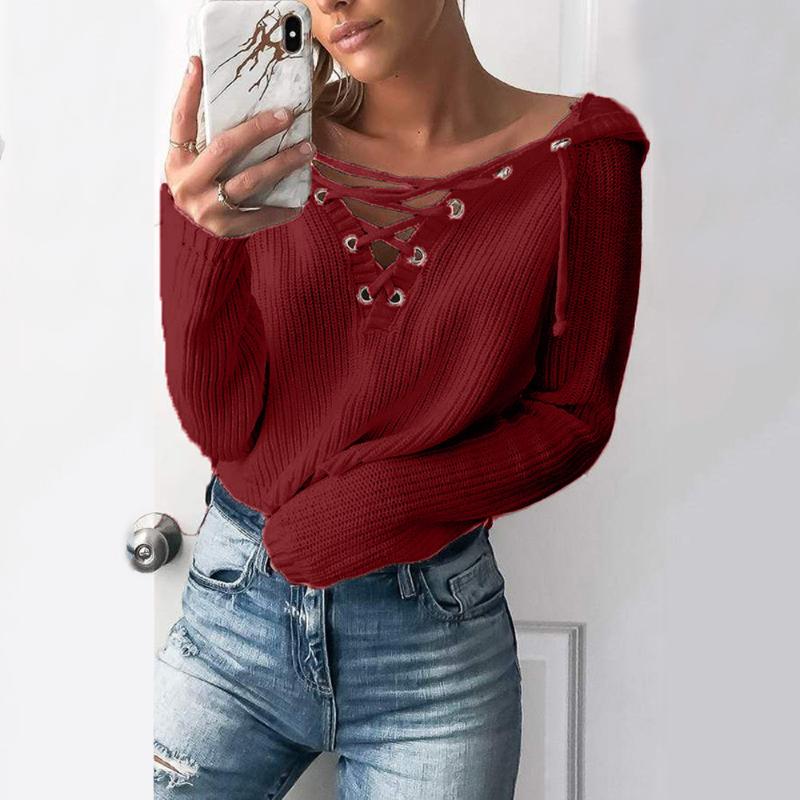 Women Front Bandage Sweater Oversized Baggy Lace Up Knitted Hooded Jumper Solid Long Sleeve Fashion Hollow Out Top #N, Khaki
Women Front Bandage Sweater Oversized Baggy Lace Up Knitted Hooded Jumper Solid Long Sleeve Fashion Hollow Out Top #N, Khaki