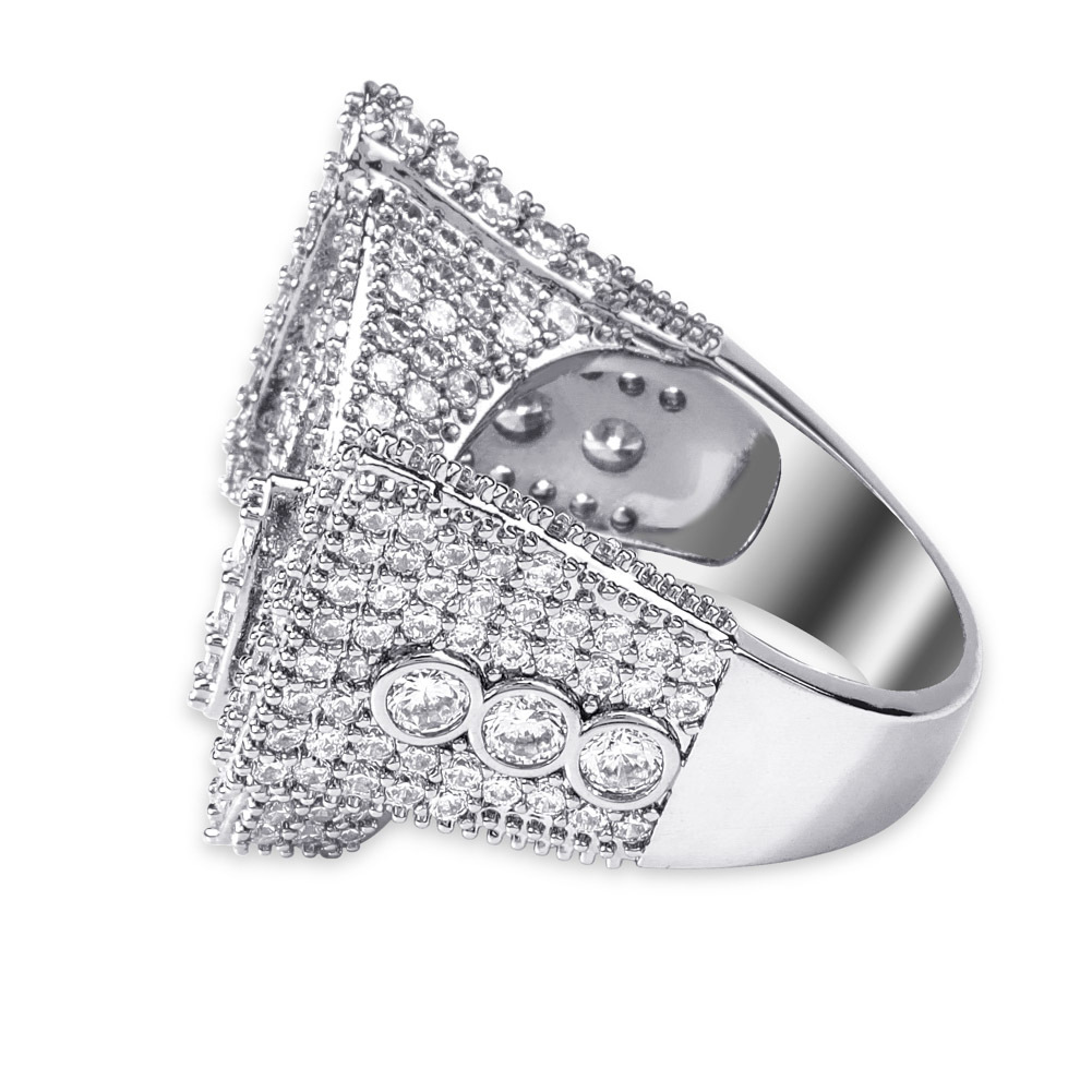Hip Hop Casting Butterfly Rings Bling 18k Real Gold Plated Cubic Zircon Diamond Finger Ring Jewelry