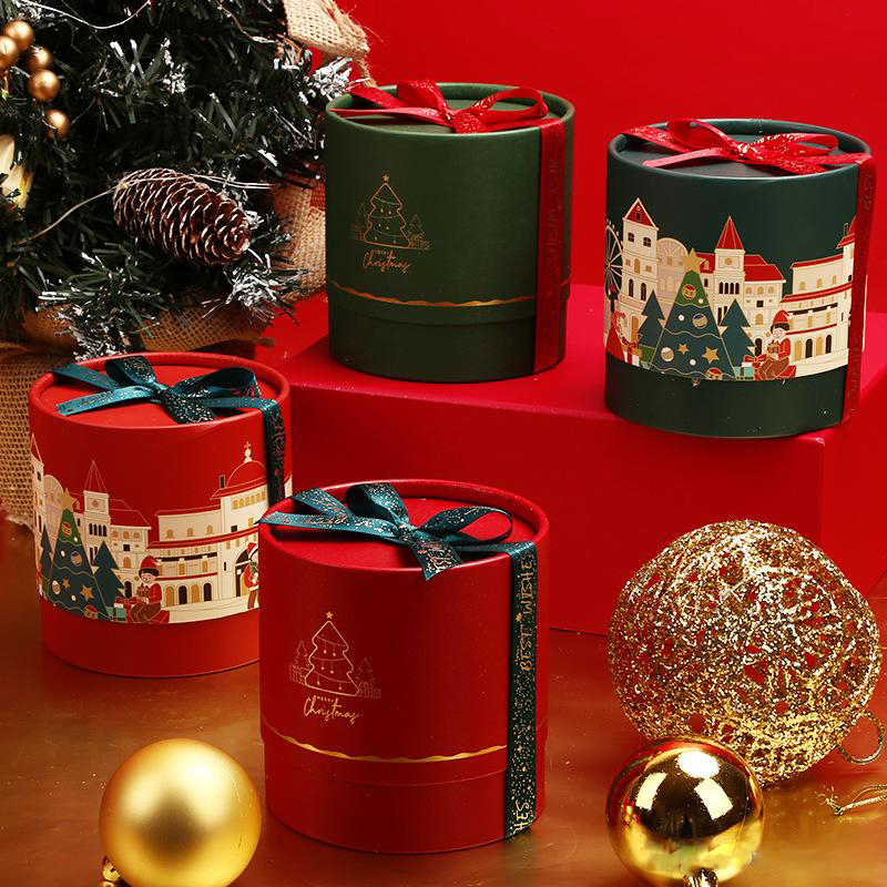 Creative four grid gift box cylindrical Christmas apple candy gift box Christmas Eve decorations box XD22713 
Creative four grid gift box cylindrical Christmas apple candy gift box Christmas Eve decorations box XD22713
