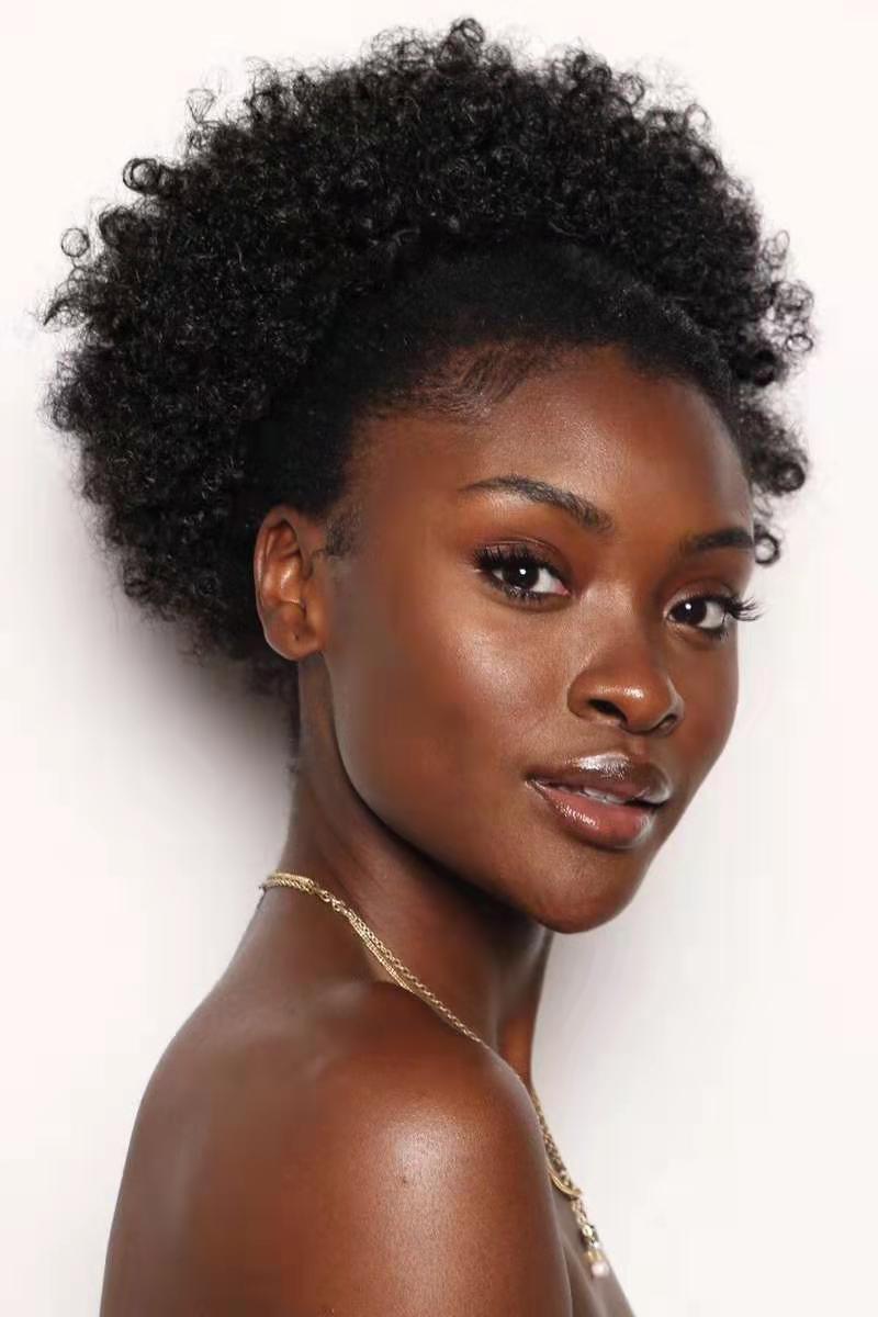 African american ponytail colored afro puff black Weave pony tail chignon updo 100 human hair drawstring for black women 120g