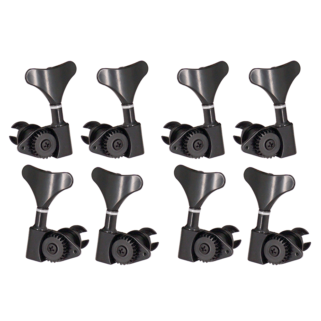 4+4 Sealed Bass Tuning Pegs Keys Machine Head Tuners for Bass, Black