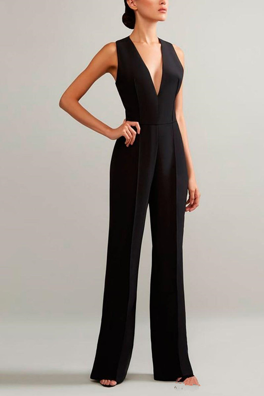 2020 Ashi Studio Black Evening Jumpsuits With Detachable Skirt V Neck Prom Gowns Cheap Plus Women Formal Pant suit