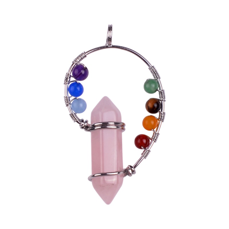 7 Chakra Healing Crystal Hexagon Pointed Necklace Divinity Metaphysical Spirit Green Balance 12PCS/lOT Silver Owl Alloy Gemstone Jewelry