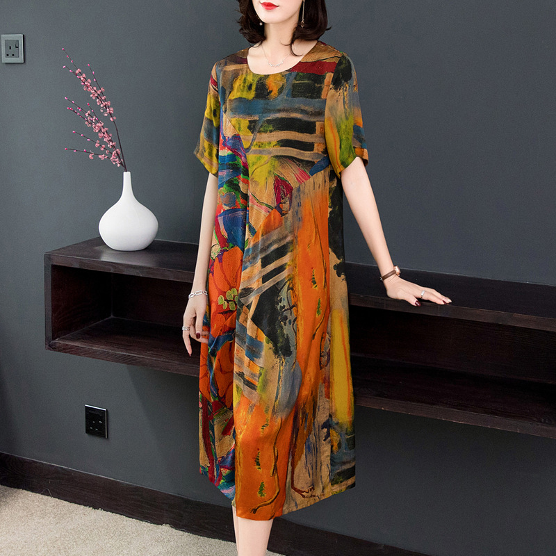 Silk vintage dress female 2020 autumn new fashion loose printed dress large sizeM-4XLhigh quality elegant women's party vestidos, Photo color
Silk vintage dress female 2020 autumn new fashion loose printed dress large sizeM-4XLhigh quality elegant women's party vestidos, Photo color