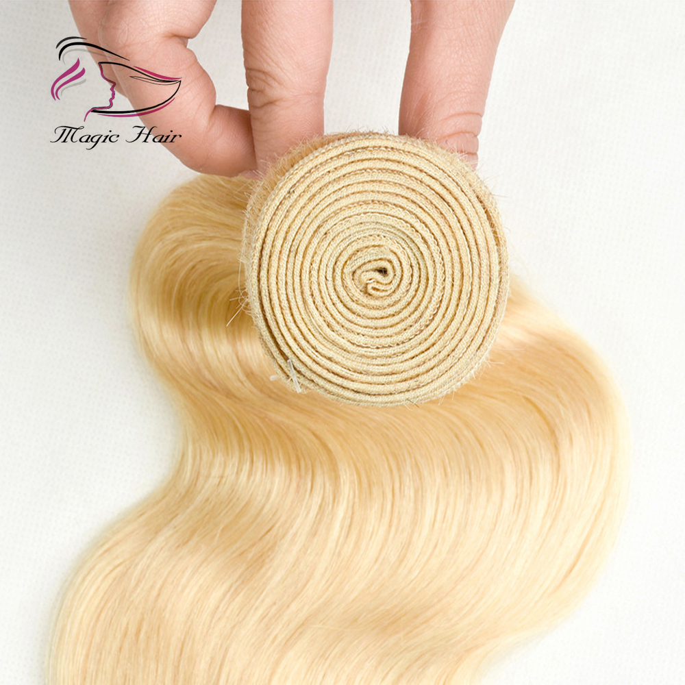 Evermagic 613#blond 3pieces Bundles With 1piece Closure Brazilian Hair Weave Body Wave Human Hair Extension 8-22inches