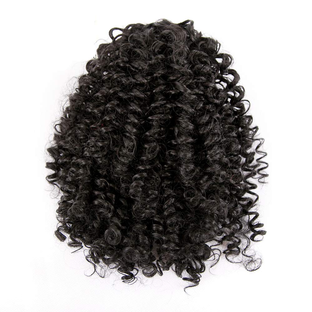 Short Afro Kinky Curly Ponytail indian Hair Piece Drawstring puff humain Curly Ponytail Hair Extension for African Black Women black #1b