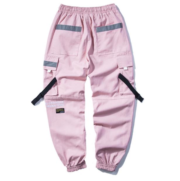 Men's Pants Harajuku Cotton Hip Hop Cargo Men Pink Color Harem Pockets Mens Korean Streetwear Joggers Sweatpants Man Trousers1