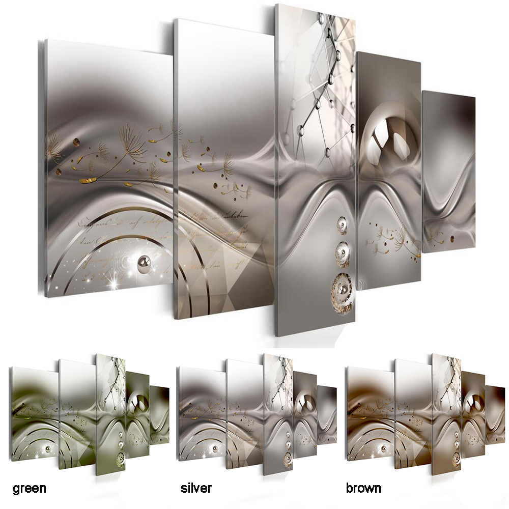 (No Frame)5PCS/Set Fashion Wall Art Canvas Painting Abstract Dandelion Modern Home Decoration,Choose Color And Size