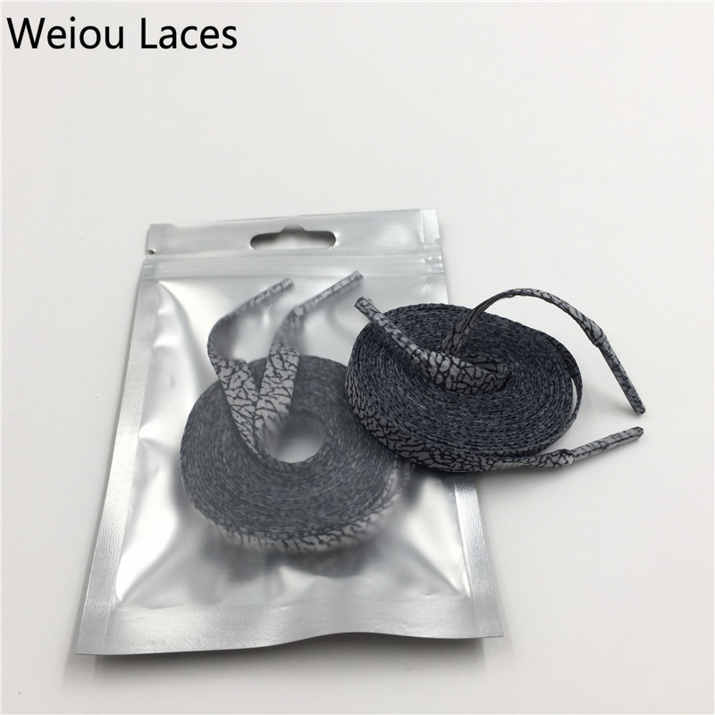 Weiou Galaxy Popular Elephant Printed Shoelaces Plain Flat Shoe Lace monolayer sublimated Ribbon Decor boot laces Strings grey black 120cm