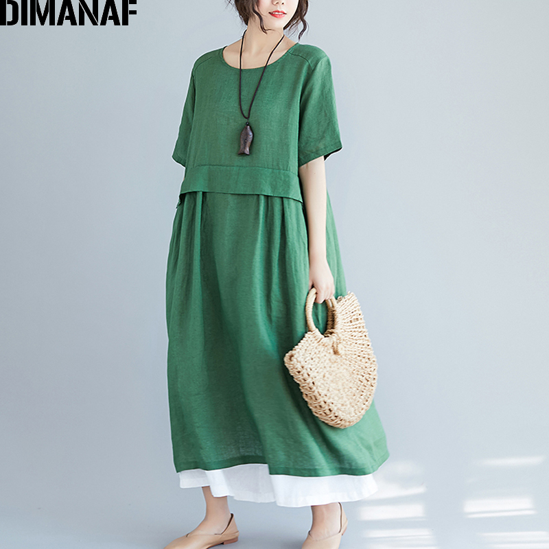 DIMANAF Plus Size Women Dress Vintage Linen Solid Basic Summer Sundress Big Size Female Lady Vestidos Loose Casual Dresses 2020, Yi98130cn-green
DIMANAF Plus Size Women Dress Vintage Linen Solid Basic Summer Sundress Big Size Female Lady Vestidos Loose Casual Dresses 2020, Yi98130cn-green