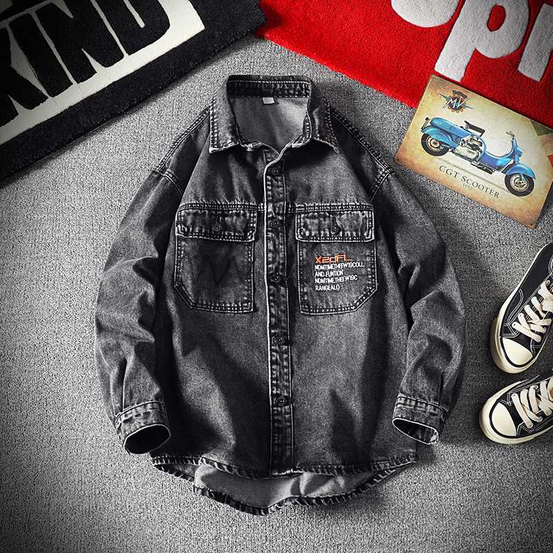Denim Shirt Men Embroidery Solid Color Pocket Long Sleeve Shirts Male Fashion Sports Loose Plus Size Blouse New Arrival, Black d209a-228-p75
Denim Shirt Men Embroidery Solid Color Pocket Long Sleeve Shirts Male Fashion Sports Loose Plus Size Blouse New Arrival, Black d209a-228-p75