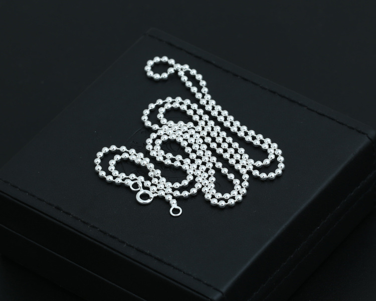 Personalized 925 sterling silver fine jewelry hand-made designer ball chain necklace in 2 size (2 mm and 2.5 mm ball chain)couple gift