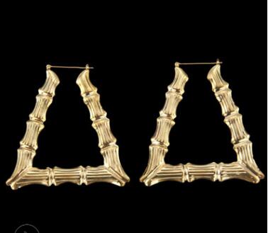 Oversized bamboo earrings Europe and the United States exaggerated golden big circle hiphop hip-hop nightclub earrings WY500