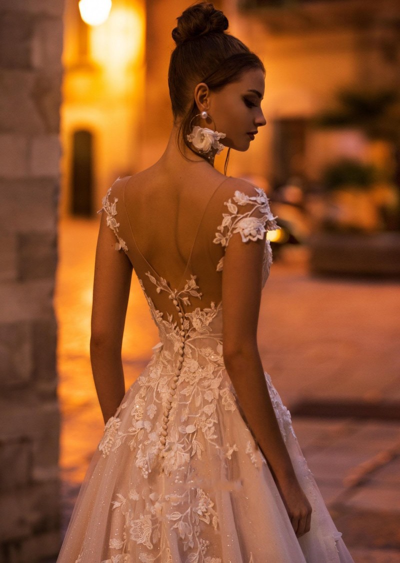 boho v neck dresses lace applique cap sleeve tulle beach wedding gowns sexy robes de marie custom made bride dress