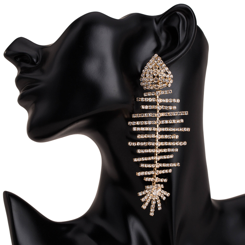 Fashion-multilayer set diamond fishbone earrings female claw chain fashion earrings Bohemian style