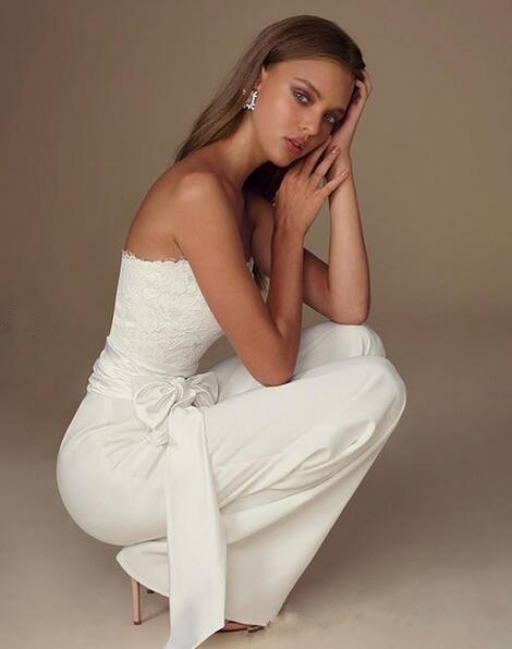 2019 Sexy Jumpsuit Beach Wedding Dresses Sweetheart Lace Applique Chifon Boho Bridal Gowns Custom Made Bohemain Vestidos De Novia