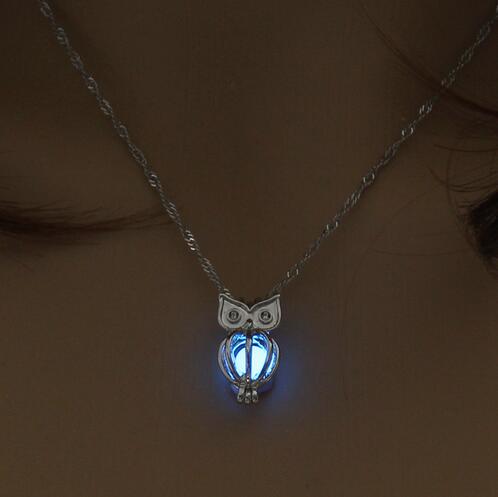Charm Glowing Owl Pendant Necklace Cute Luminous Jewelry Choker 3 Colors Christmas Gift For Women Necklace Fashion Dropshipping GB66
