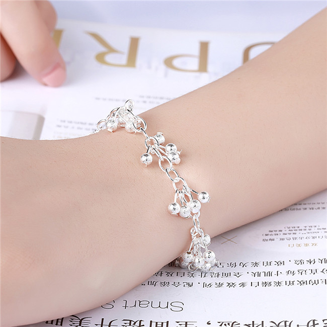 Hot sale best gift 925 silver Sand beads hanging grapes Bracelet DFMCH087, new fashion sterling silver plated Chain link gemstone bracelets