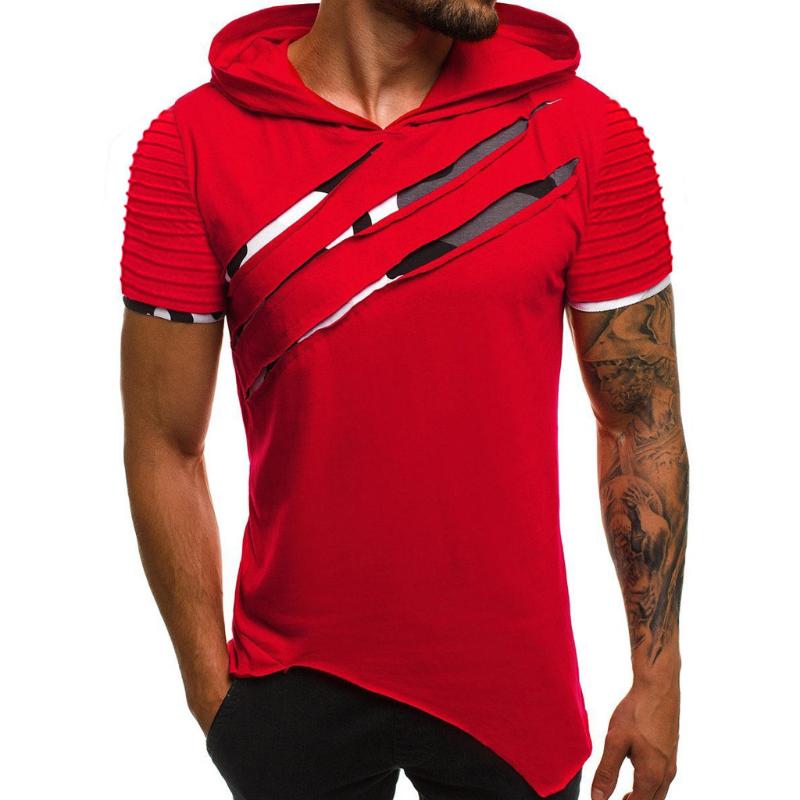 Men's T-Shirts Fashion Men's Hooded Scratch T-shirt Summer Pattern Casual Gyms Fitness Comfortable Shirt Clothing Camisetas Hombre1