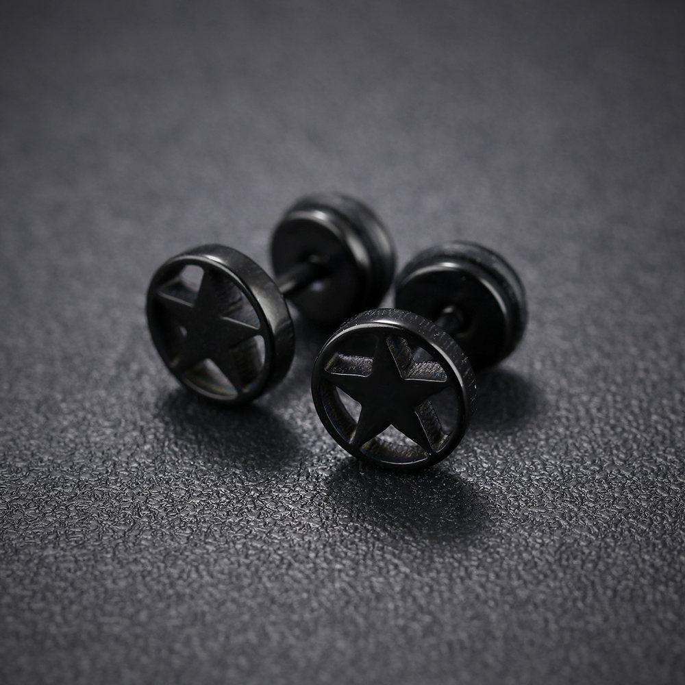 Fashion Women Men's Star Screw Back Stud Earrings Jewelry 316L Stainless Steel Ear Bone Nail Earrings