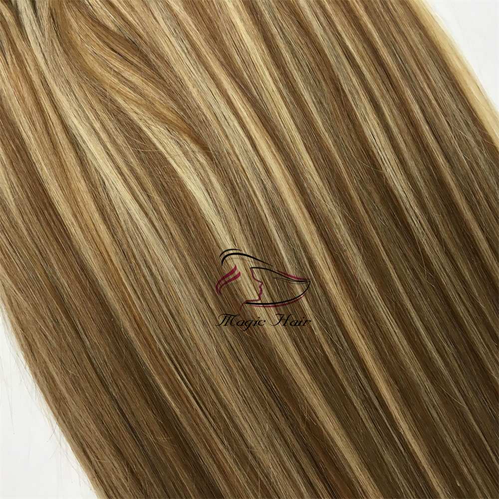 2019 New Products Hair Second Customized Color Available 6D Human Hair Extensions P6/613# Highlight 50grams/bag Can Be Styled With Iron