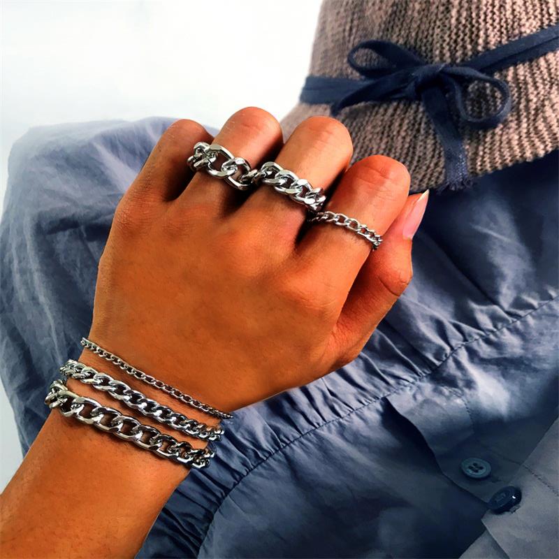 Earrings & Necklace Hip Hop Women Rings Set Geometric Link Chain Bracelet Ring Combination Fashion Birthday Party Gift Jewelry Accessories, As pic
Earrings & Necklace Hip Hop Women Rings Set Geometric Link Chain Bracelet Ring Combination Fashion Birthday Party Gift Jewelry Accessories, As pic