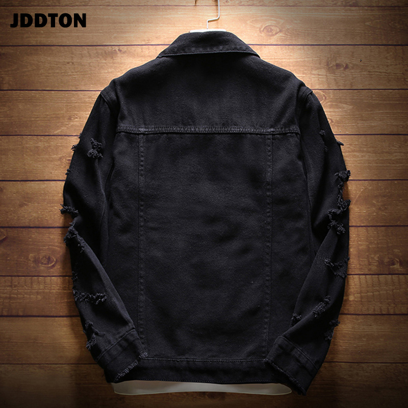 JDDTON Men's Autumn Denim Trendy Jackets Casual Hip Hop Fashion Vintage Ripped Overcoats Streetwear Cowboy Jeans Outerwear JE385 T200608