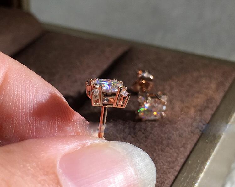 2020 New Arrival Simple Fashion Jewelry Sterling Sier&Rose Gold Fill Round Cut White Topaz CZ Dia Girl Women Wedding Stud Earring