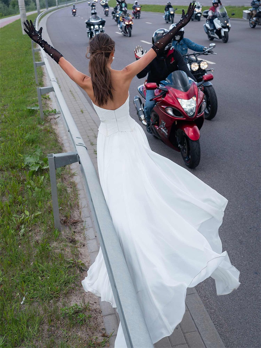 aline side high split wedding dress backless pearl sweep train bridal gown sleeveless sweetheart wedding gowns custom made