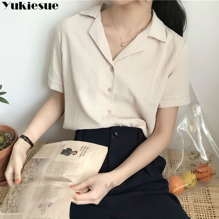 Casual Solid Female Shirts Outwear Tops 2020 summer short sleeve Women Chiffon Blouse Office Lady V-neck Button Loose Clothing, Red
Casual Solid Female Shirts Outwear Tops 2020 summer short sleeve Women Chiffon Blouse Office Lady V-neck Button Loose Clothing, Red