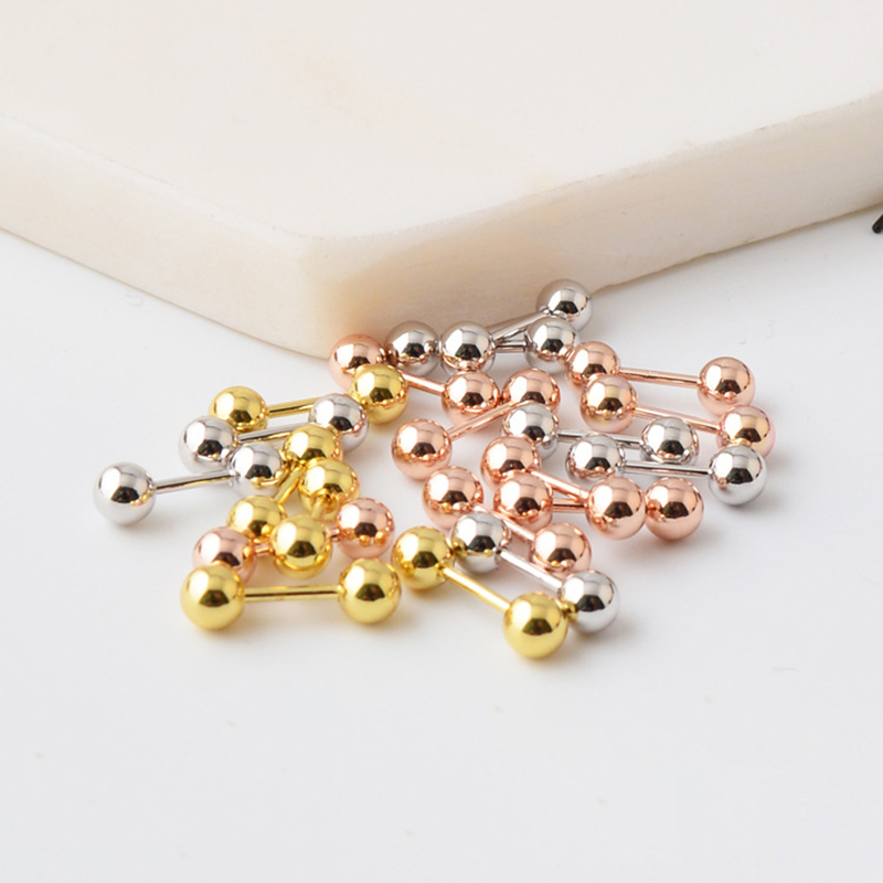 4MM Round Ball Screwback Stianless Steel Stud Earring Dumbbell Ear Bone Nail Jewelry Gold/Silver/Rose Gold Wholesale