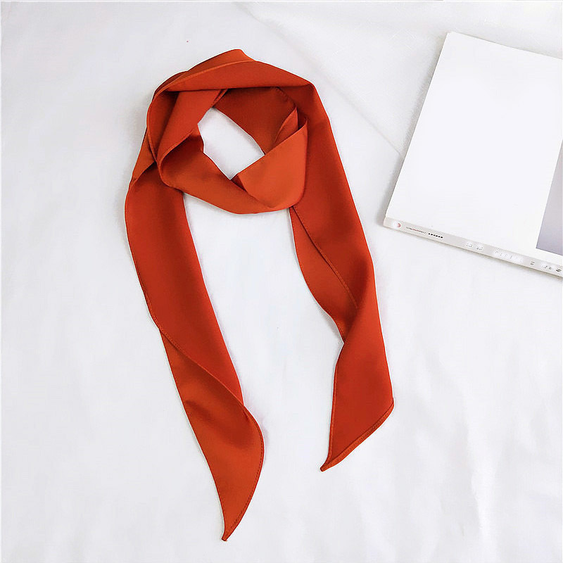 Women Ladies Fashion Square Scarf Head Neck Silk Feel Elegant Small Skinny Satin Hair Tie Band pashmina solid color bandana D19011106