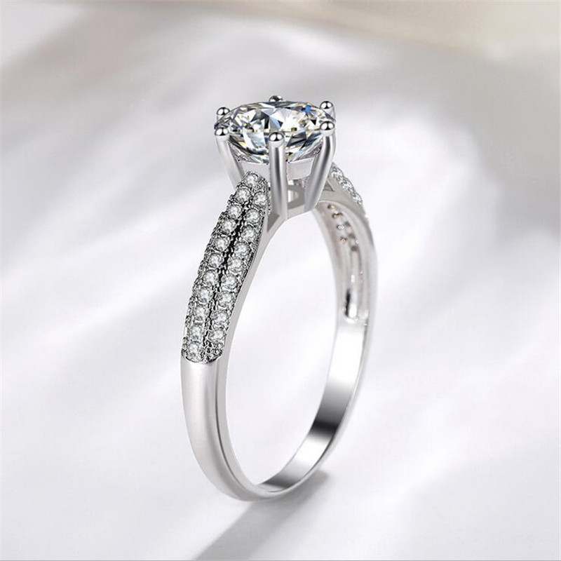 Victoria Wieck Wedding band Ring Luxury Jewelry Real 925 Sterling Silver Round Cut White Topaz CZ Diamond Women Engagement Bridal Ring Gift