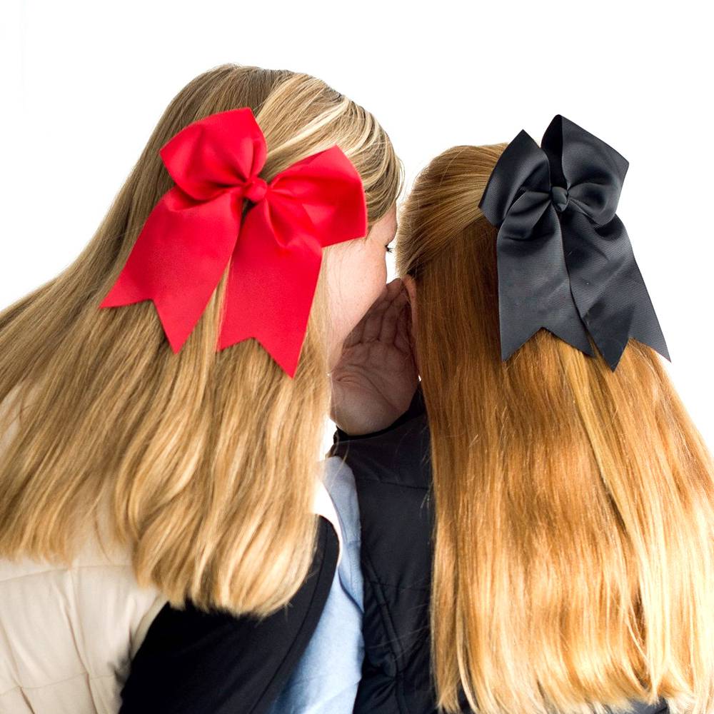 Girls Solid Ribbon Grosgrain Hair Bows clip With Elastic Hair Ties Bobbles Cheerleading Hair Accessories 20pcs HC004