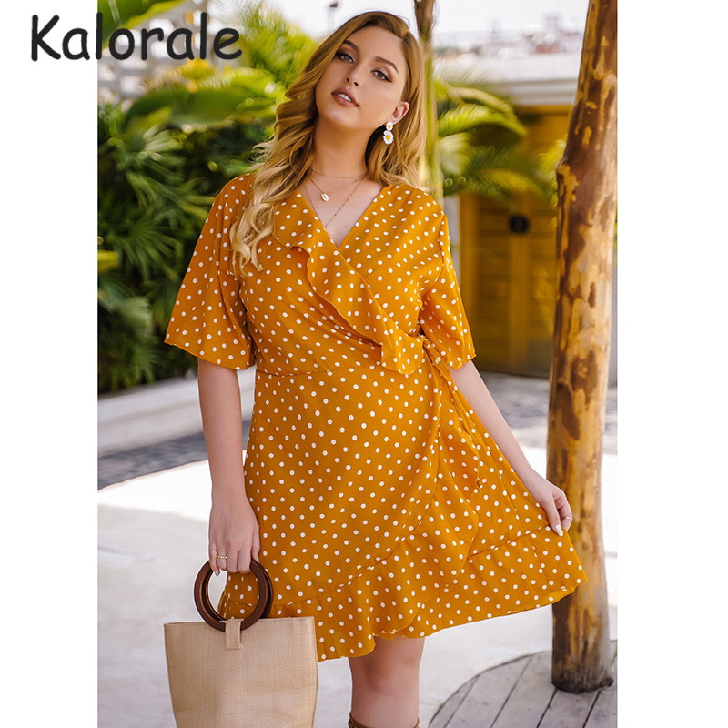 Plus Size Dress Summer 2020 Women Robe Sexy Wrap V Ruffles Mini Dress Elegant Short Sleeve Yellow Polka Dot Boho Party Dresses
Plus Size Dress Summer 2020 Women Robe Sexy Wrap V Ruffles Mini Dress Elegant Short Sleeve Yellow Polka Dot Boho Party Dresses
