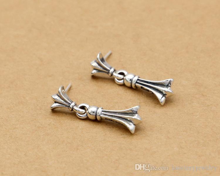 Brand new 925 sterling silver American European designer vintage jewelry hand-made classic cross stud earrings with cute Dangle & Chandelier