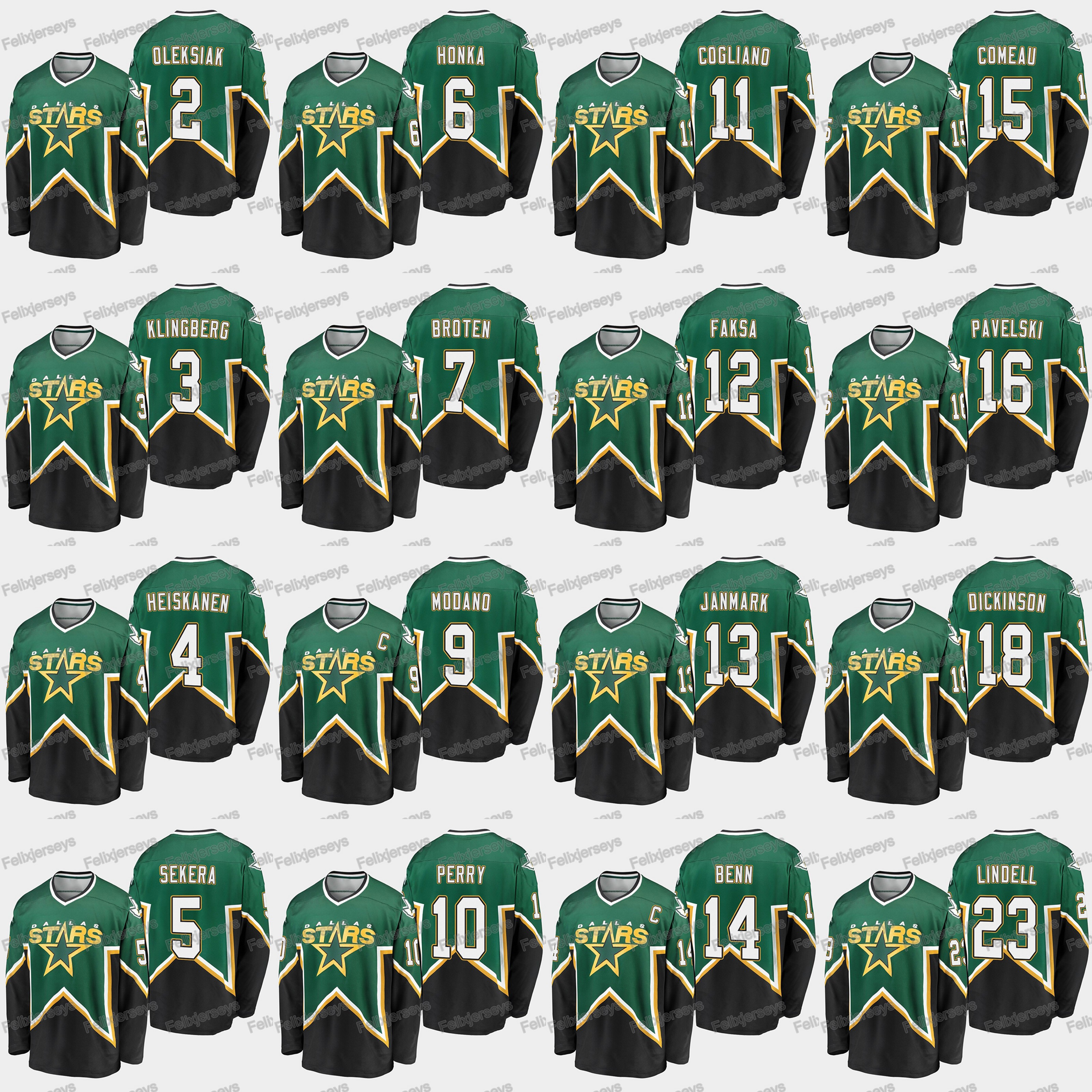 Dallas Stars Heritage 14 Jamie Benn Mike Modano Jamie Oleksiak 16 Joe Pavelski Corey Perry 23 Esa Lindell 4 Miro Heiskanen Jersey, Black;red
Dallas Stars Heritage 14 Jamie Benn Mike Modano Jamie Oleksiak 16 Joe Pavelski Corey Perry 23 Esa Lindell 4 Miro Heiskanen Jersey, Black;red