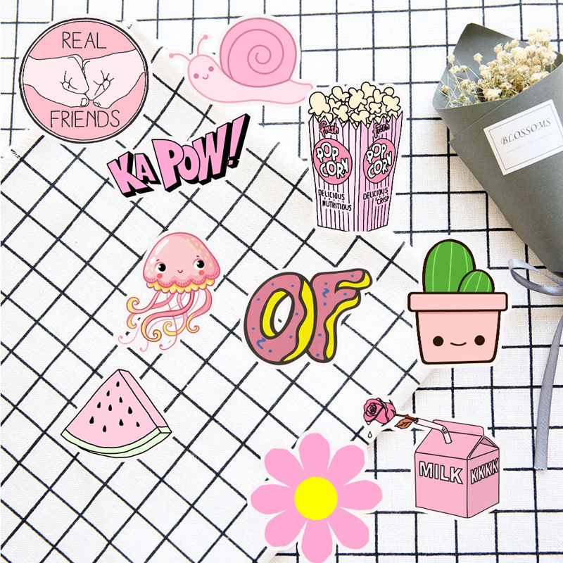 Waterproof Refrigerator Skateboard Decoration Mixed Decals Stickers For Laptop Macbook Waterbottle Motocycle Pink Cute Cartoon Stickers