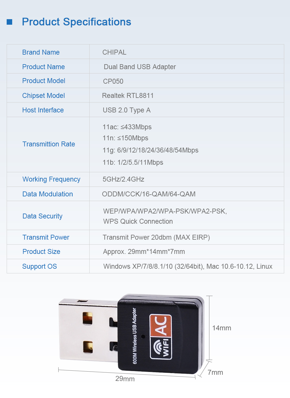 Wireless USB Adapter wifi 600 mb sAC wireless internet access PC key network card Dual Band wifi 5 Ghz Lan Ethernet receiver