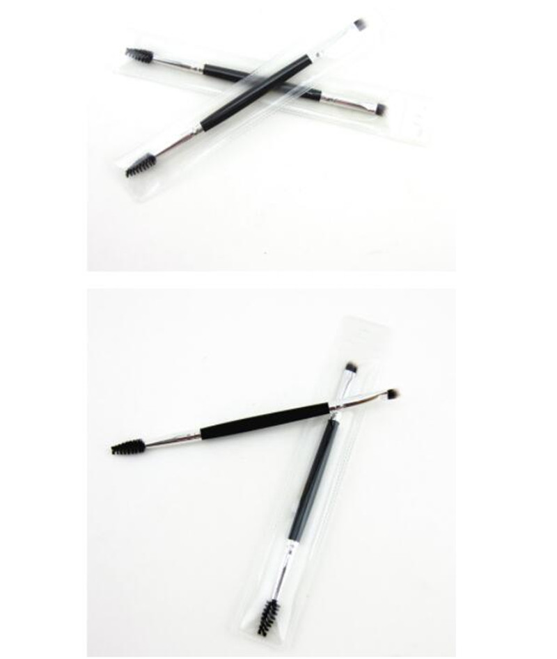 New Health 2in1 Bevel Eyebrow Brush Makeup Double-headed Inclined Eyebrow Brush Eyelashes Curler Volume Tool pincel maquiagem professional KD1
