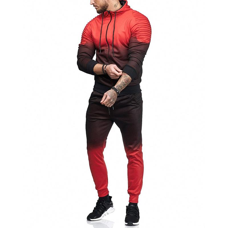 New Men Tracksuit 2 Pieces Set Fashion Hoodies And Fitness Pants Male Hooded Sweatshirt Jacket Jogger Sportswear Mens Clothes