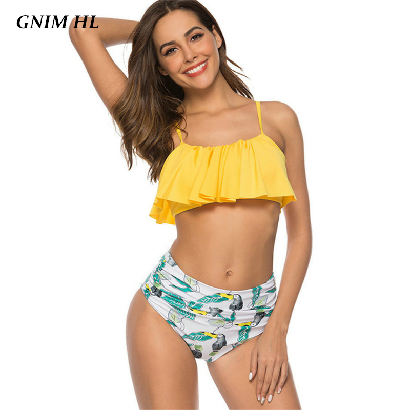 GNIM High Waist Swimsuit Women Ruffle Bikini Mujer 2020 Sexy Solid Swimwear Female Backless Swimming Suit For Women Biquini New, Red
GNIM High Waist Swimsuit Women Ruffle Bikini Mujer 2020 Sexy Solid Swimwear Female Backless Swimming Suit For Women Biquini New, Red
